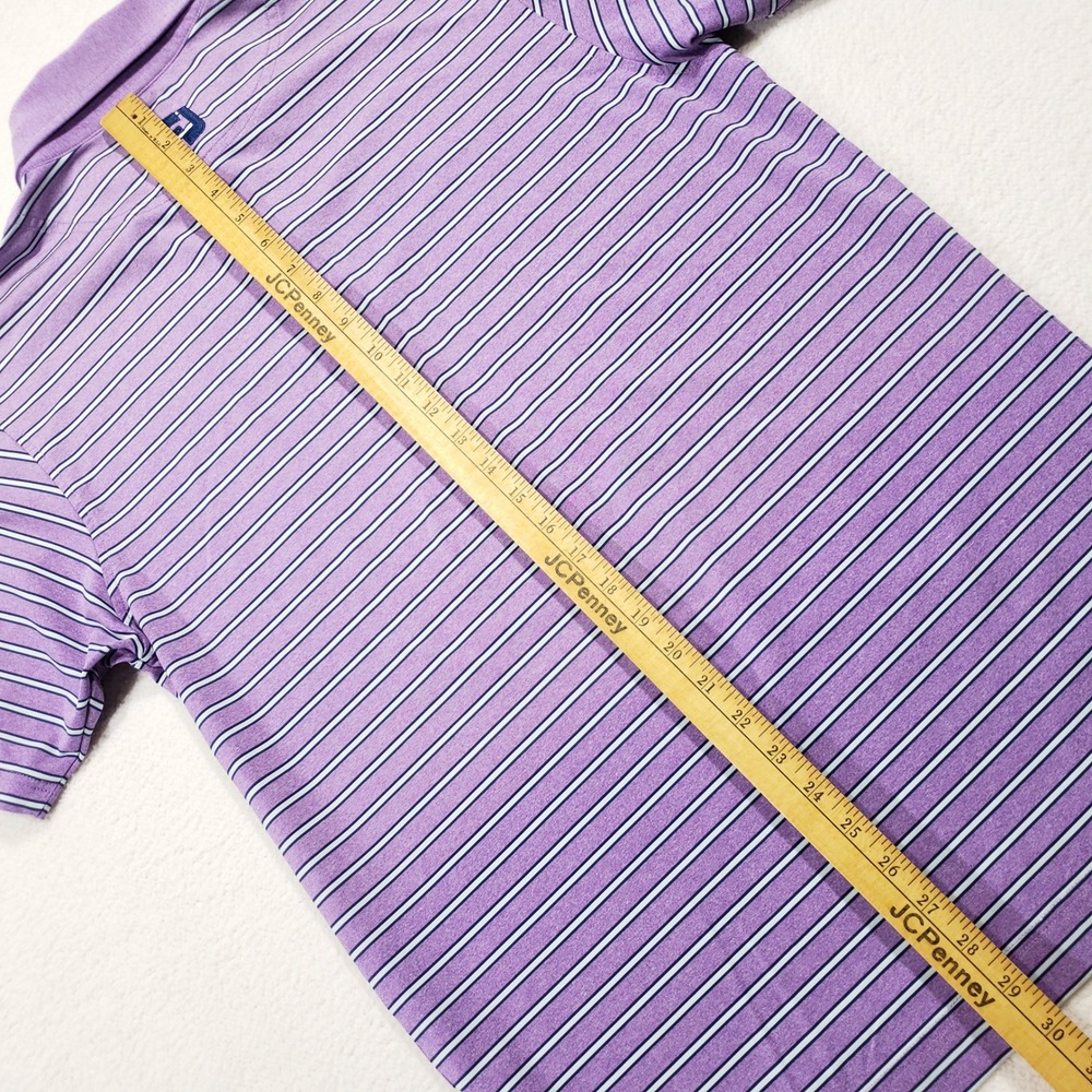 FootJoy Polo Shirt Mens Medium Purple Striped Lisle Austin‎ Country Club Golf - Picture 7 of 9